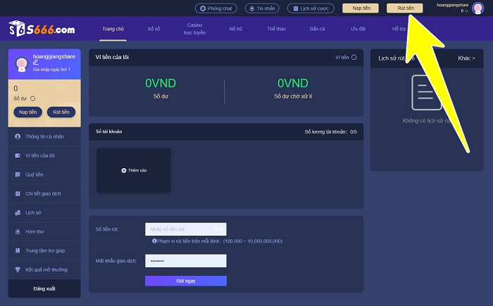 Cách rút tiền S666 vừa đơn giản lại vừa nhanh chóng