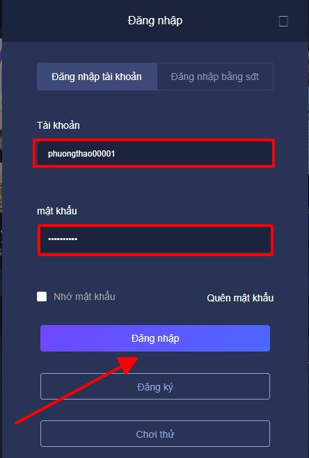 đăng nhập bằng tài khoản